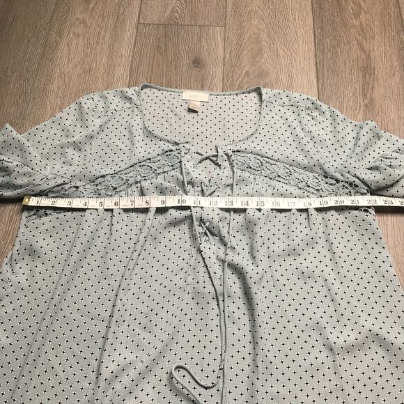 LOFT Womens Bishop Long Sleeve Boho Blouse Relaxed Tasseled Top Green Medium - Picture 5 of 9